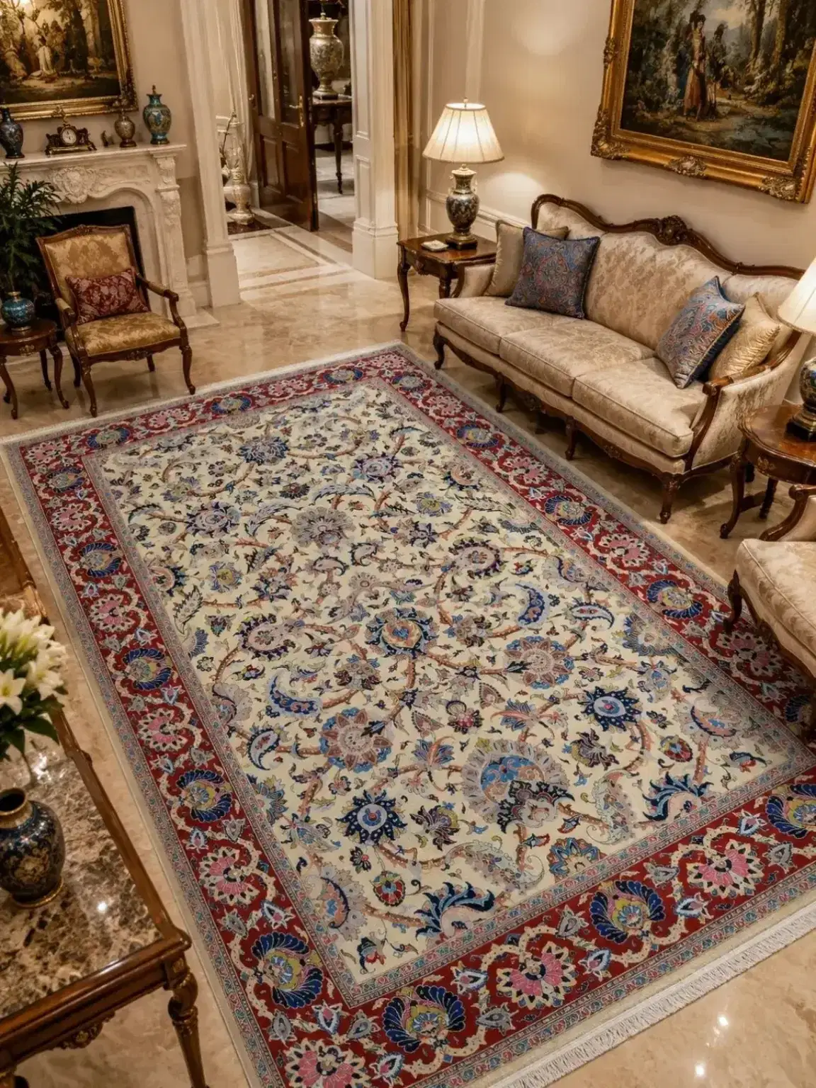 Kashan Persian Handmade Rug — Ivory Abbasi — 300 × 400 cm — image 2
