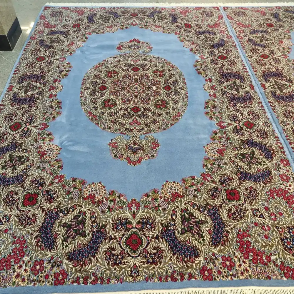 Kerman Persian Hand-Knotted Carpet — Azure Medallion — 250 × 350 cm — image 2
