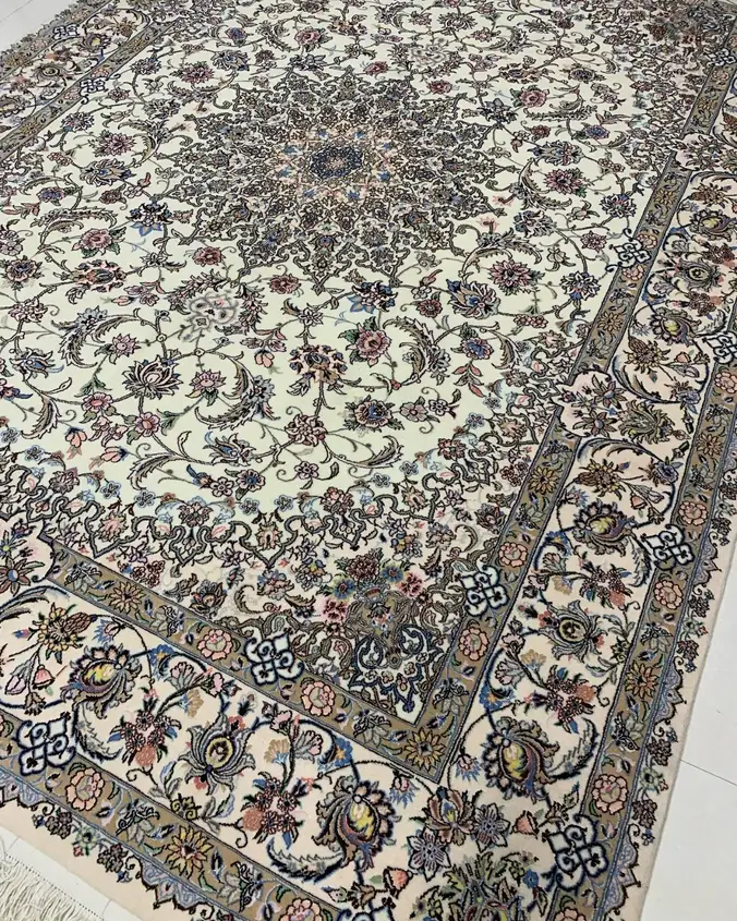 Naein Persian Handmade Carpet — Ivory Floral Lachak Toranj — 250 × 350 cm — image 2