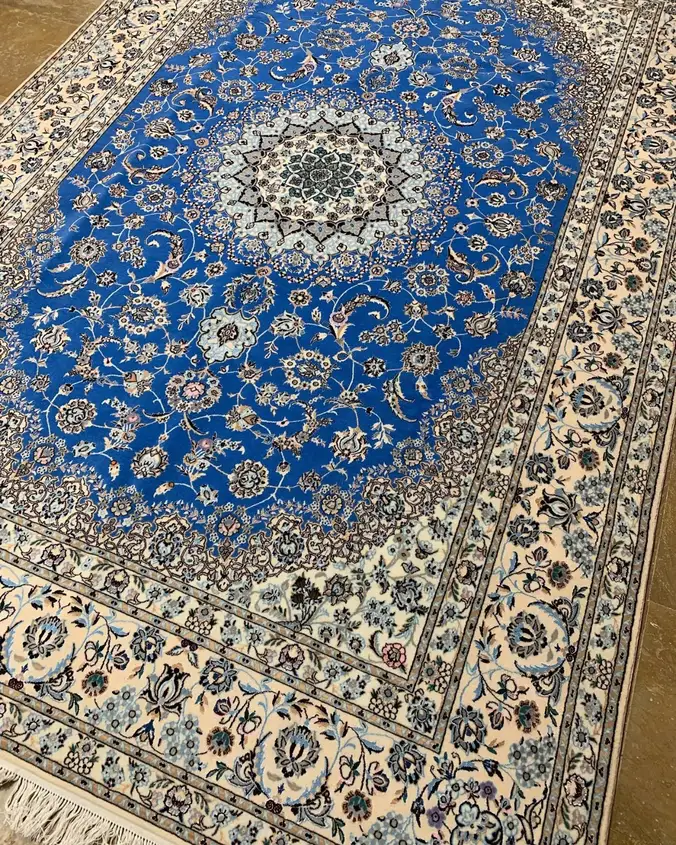 Naein Persian Handmade Carpet Pair — Royal Blue Shah Abbasi Floral Medallion — 200 × 300 × 2 cm — image 2